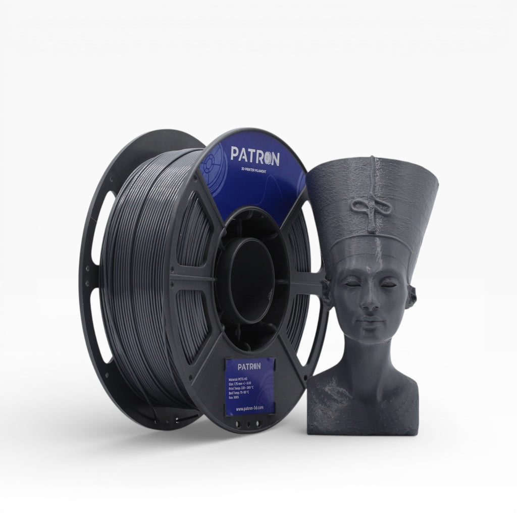 Grey PETG HS filament spool from My Store, showcasing the durable, high-strength 3D printing material with a smooth finish.
