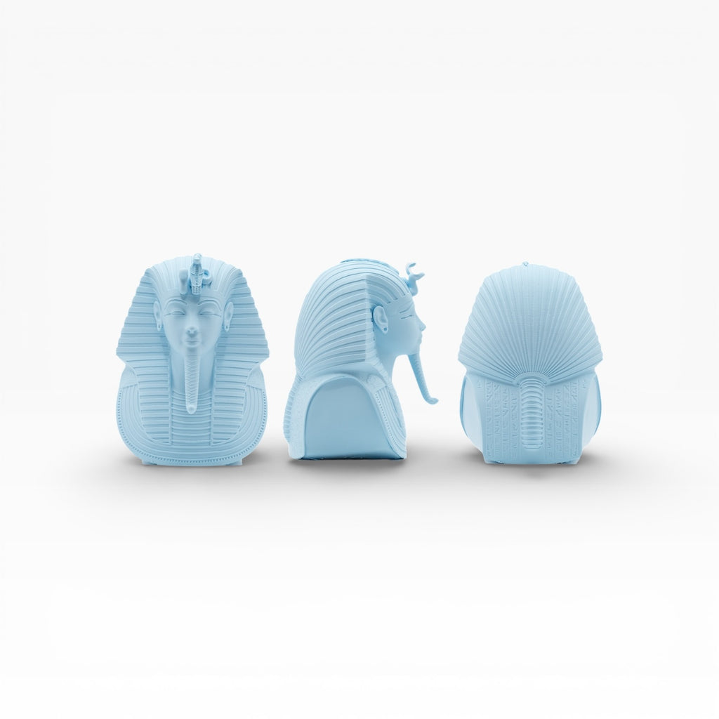 Light blue matte PLA filament from Patron 3D filaments, showing a spool of soft blue 3D printing material with a matte finish.