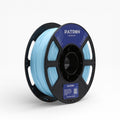 Light blue matte PLA filament from Patron 3D Filaments, showing a spool of the 3D printing material with a smooth matte finish.