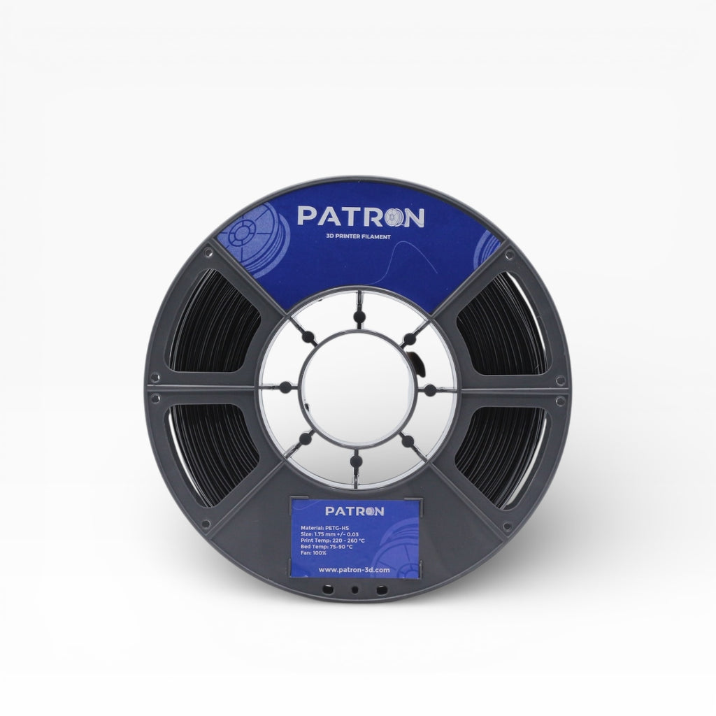 Black PETG HS filament spool from My Store, showing the coiled filament with a black finish on a white background.