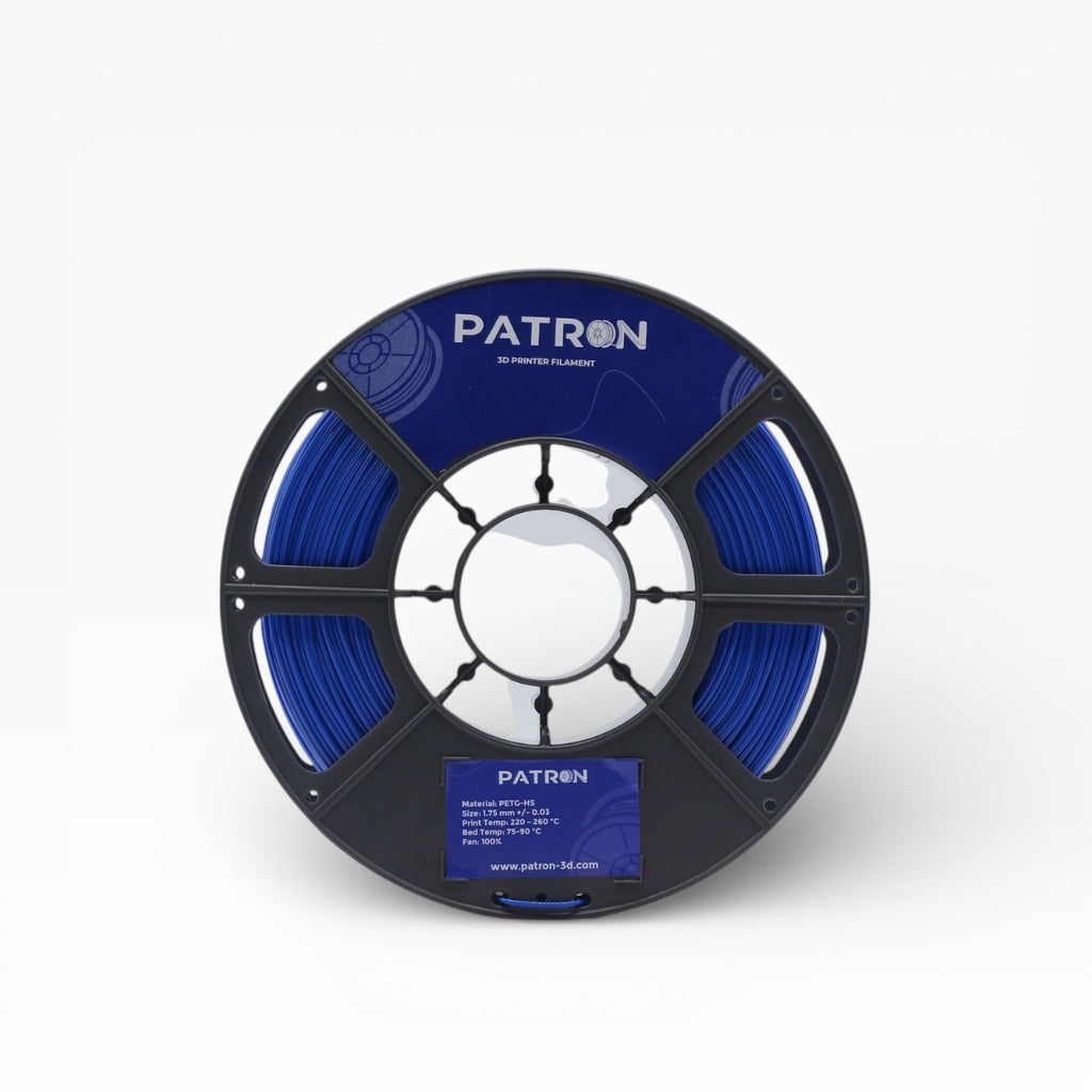 Blue PETG HS filament spool from My Store, showcasing the vibrant blue filament wound on a reel for 3D printing.