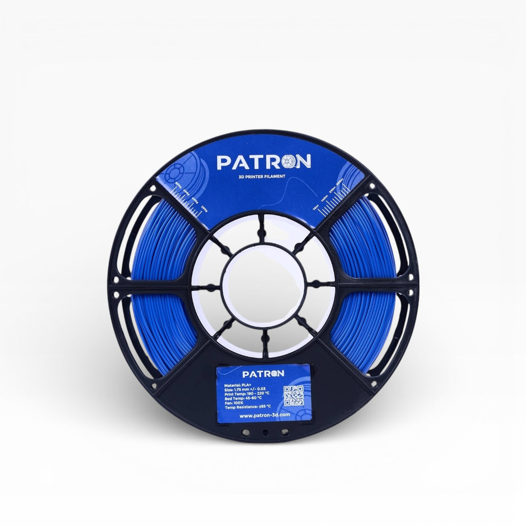 Blue PLA+ filament spool from My Store, showing the vibrant blue filament coiled on a spool for 3D printing.