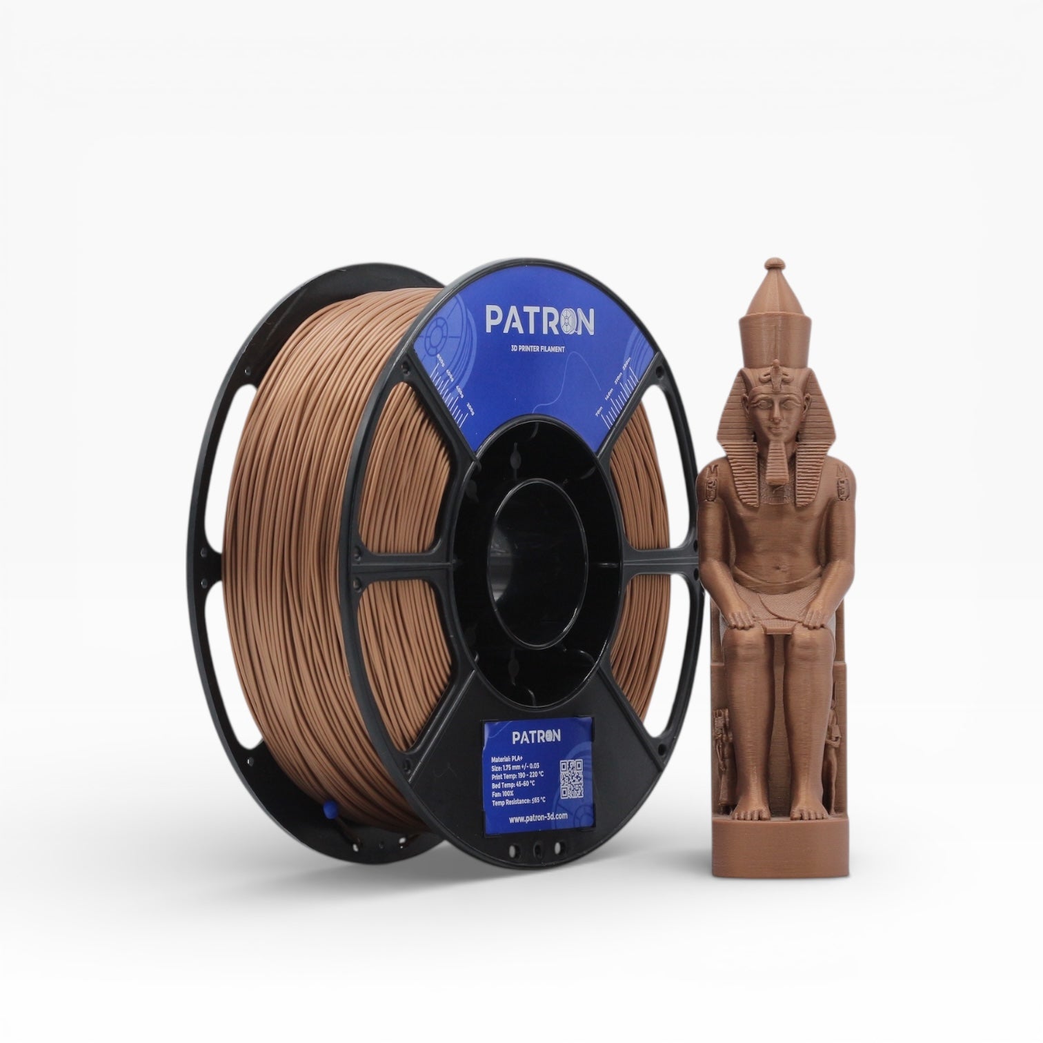 Bronze PLA+ filament spool from My Store, showing a close-up of the filament roll with bronze-colored plastic material.