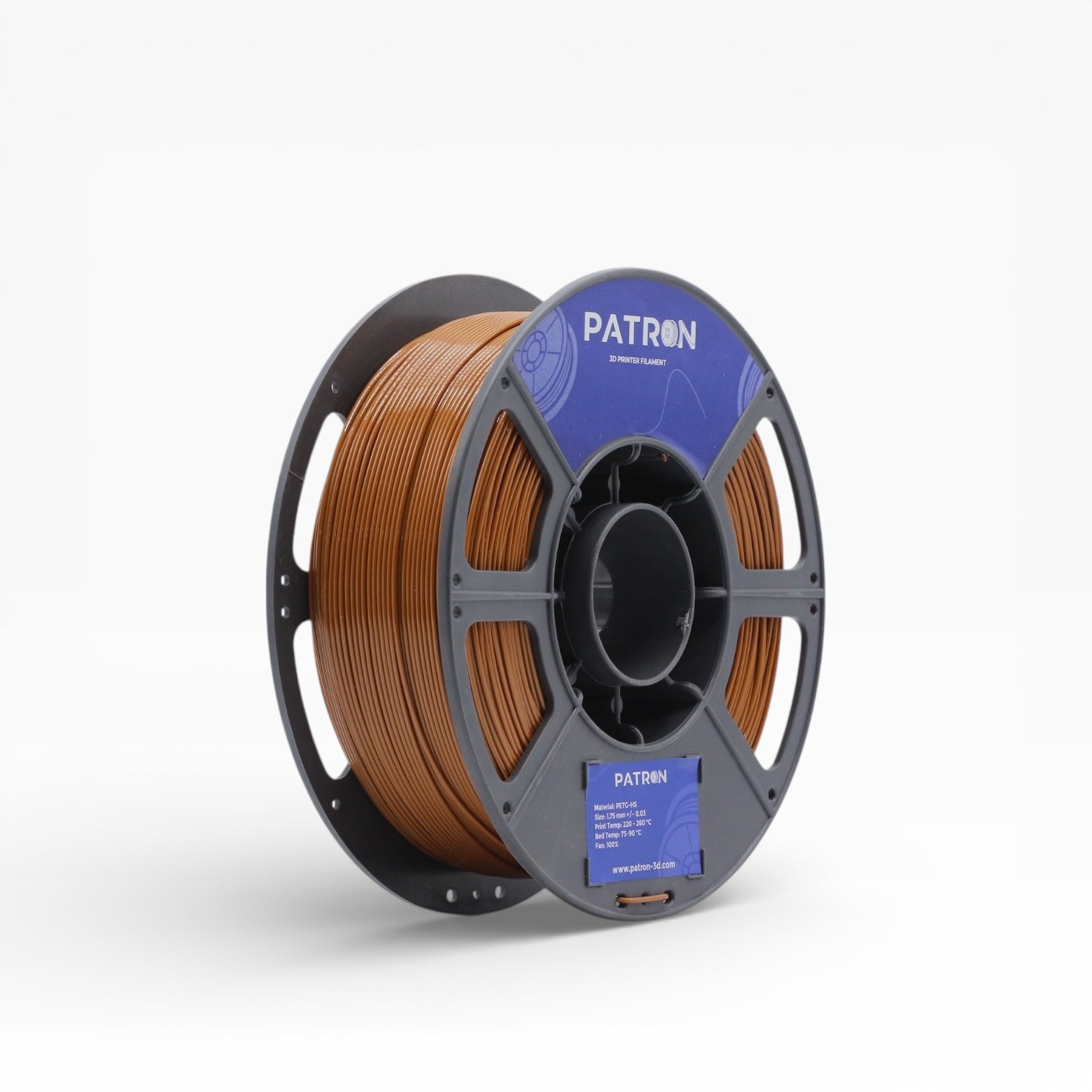 Brown PETG HS filament spool from My Store, showing textured brown plastic filament suitable for 3D printing projects.