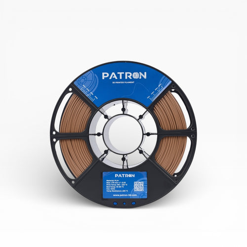 Brown PLA+ filament spool from My Store, showing the 3D printing filament coiled neatly with a brown color.