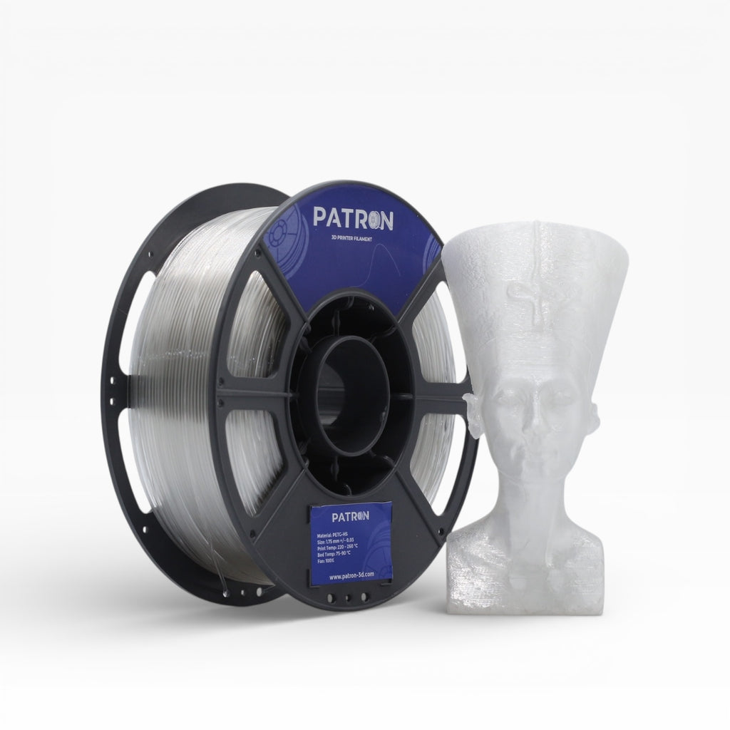 Clear PETG HS filament spool from My Store, showing the transparent filament wound on a reel for 3D printing.