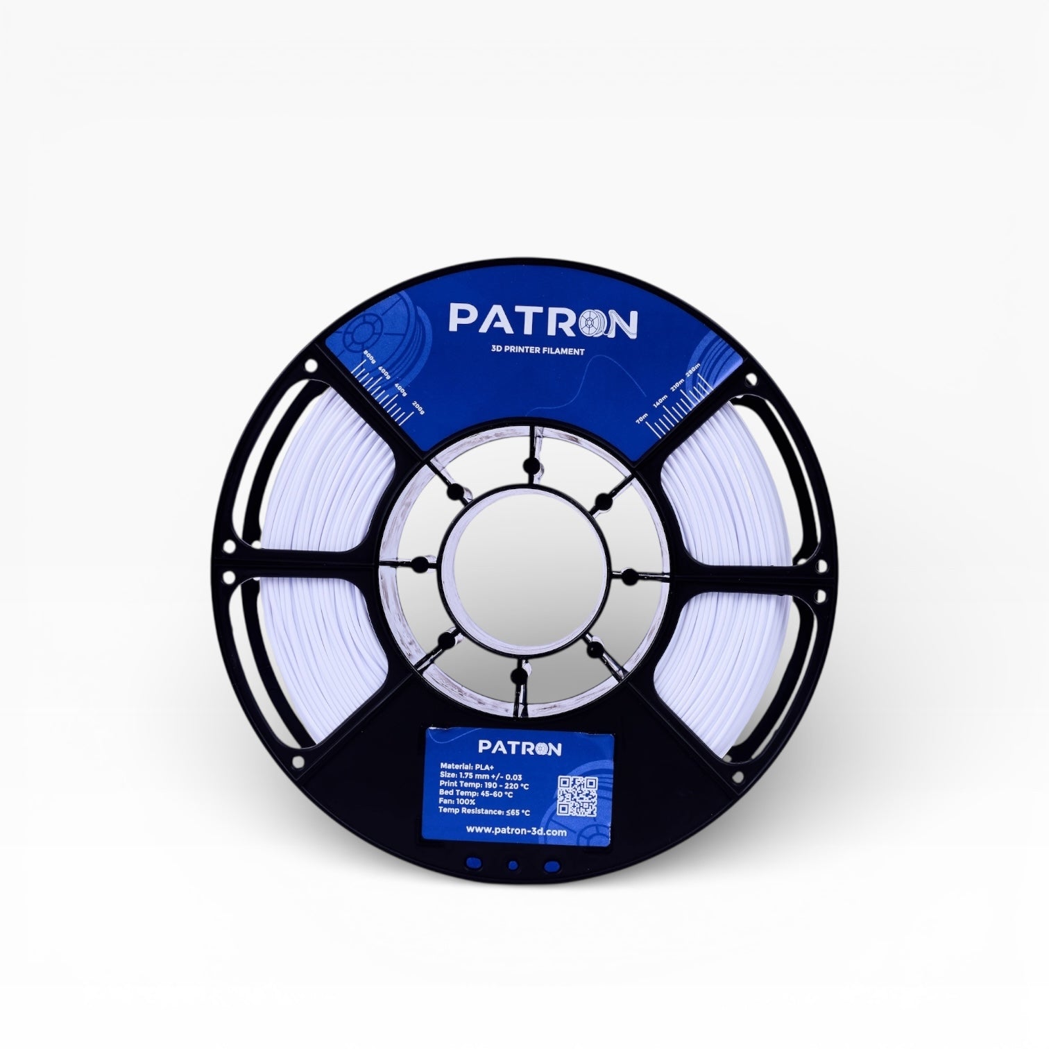 Cold white PLA+ filament spool from My Store, showing the neatly wound filament with a bright white finish.