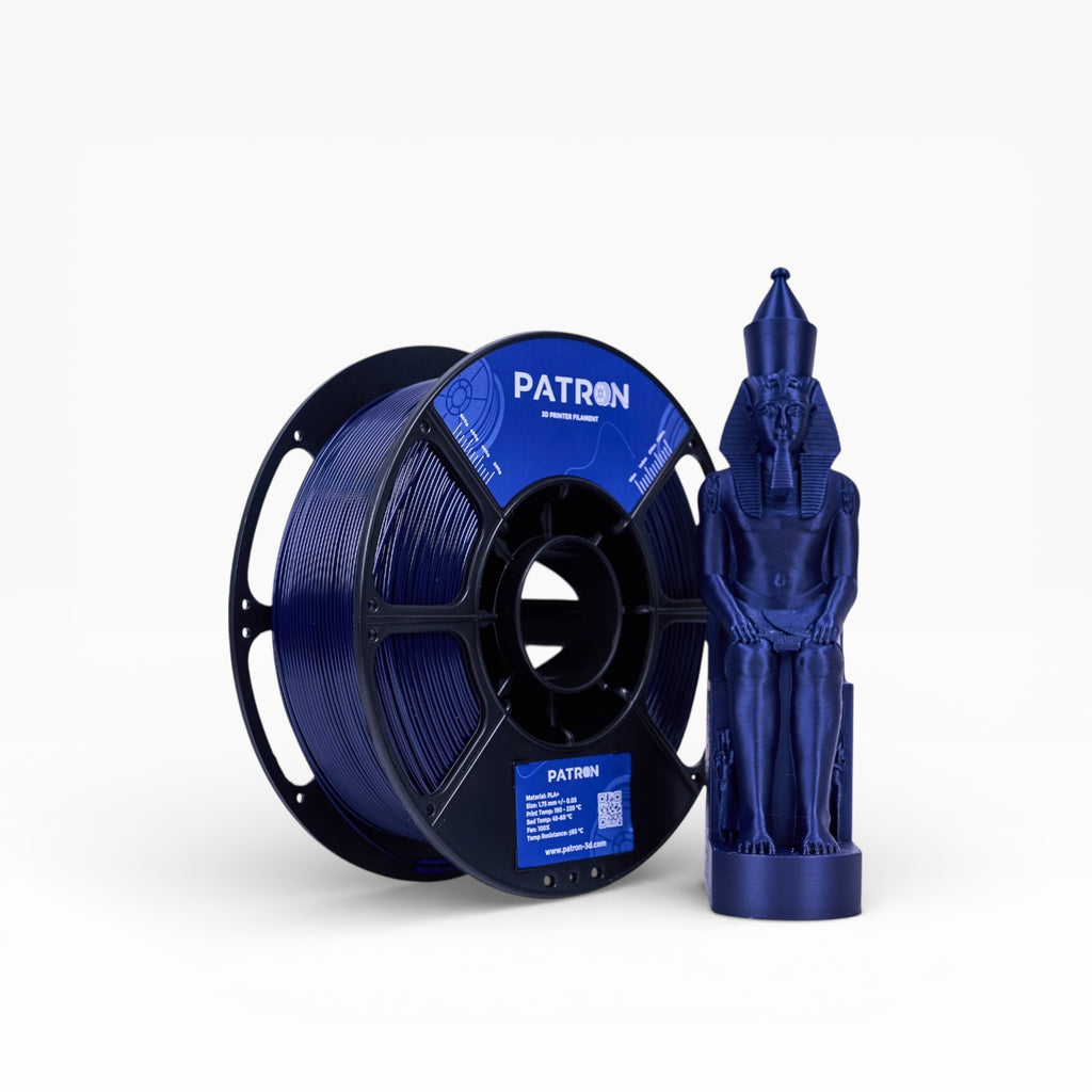 Dark blue PLA+ filament spool from My Store, showcasing the vibrant blue filament coiled on a spool.