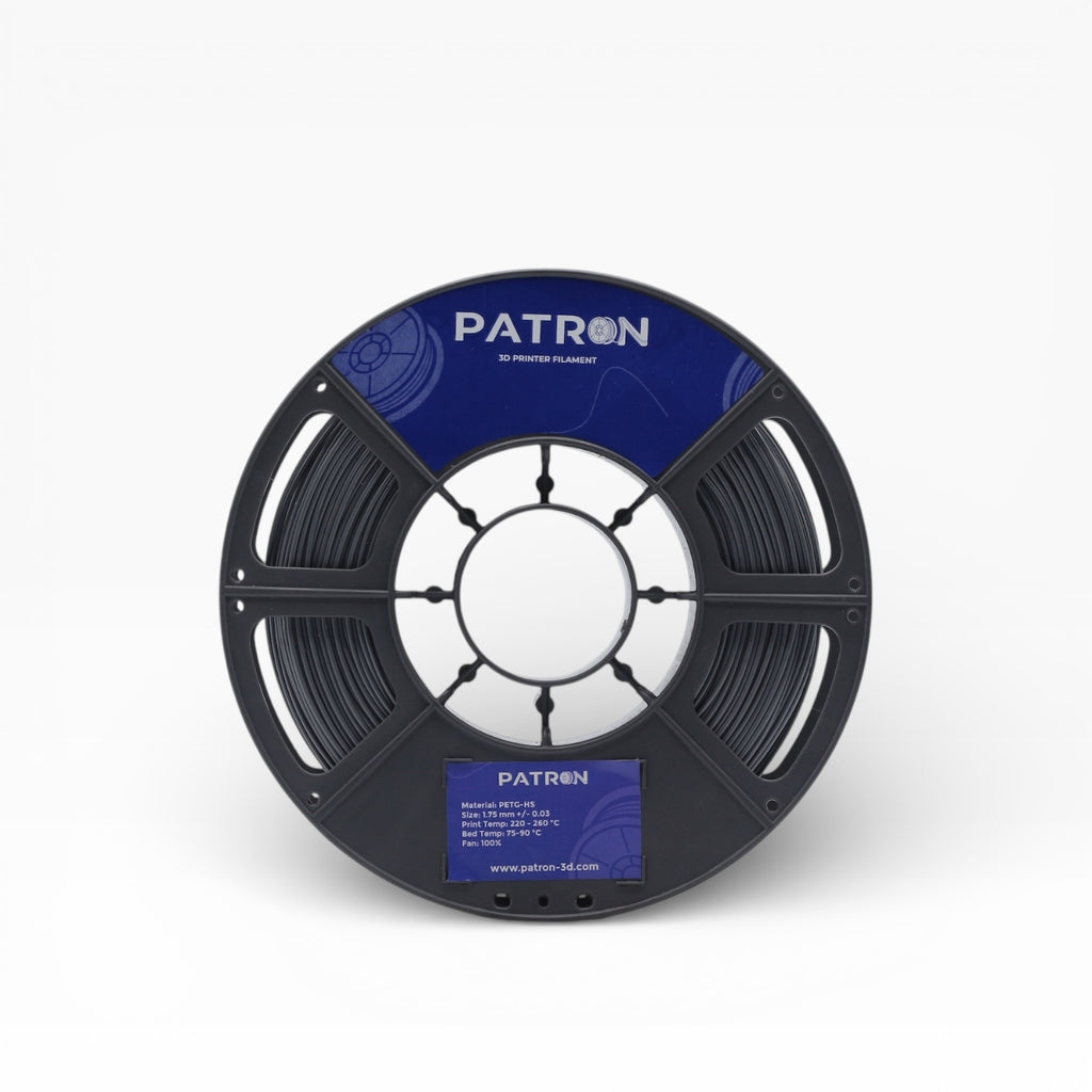 Grey PETG HS filament spool from My Store, showing the textured grey plastic filament coiled on a spool for 3D printing.