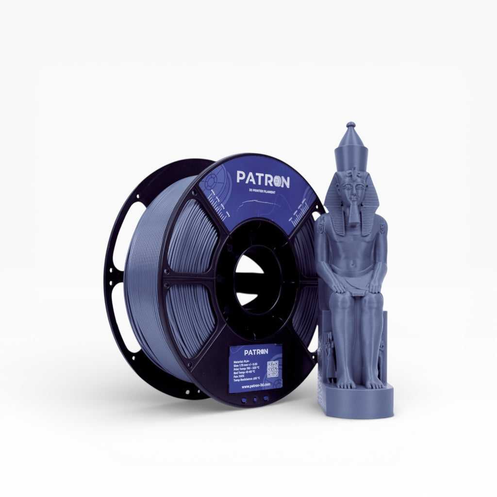 Grey PLA+ filament spool from My Store, showing the filament roll with a focus on the grey plastic material for 3D printing.