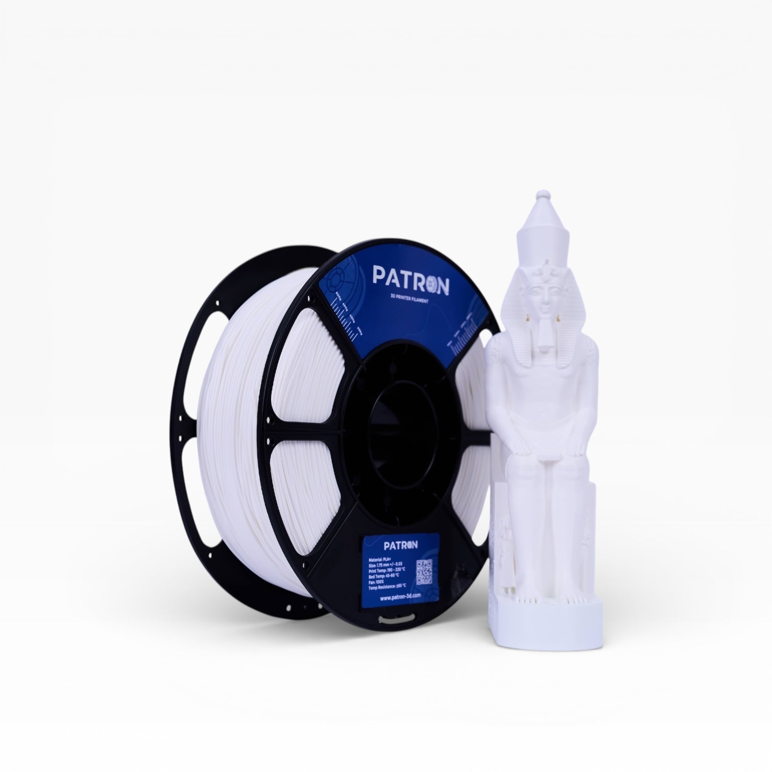 Milky white PLA+ filament by My Store, showing a spool of smooth, glossy filament ideal for 3D printing projects.