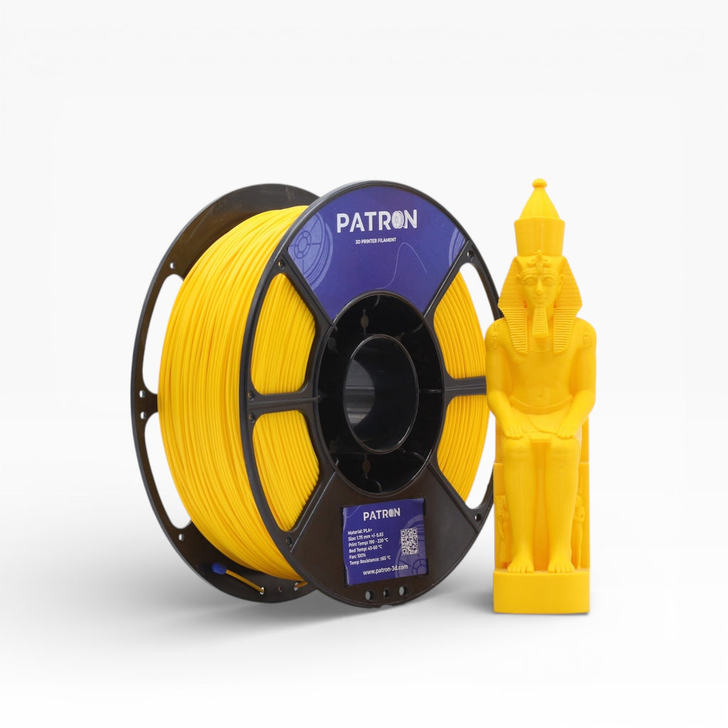 Mustard yellow PLA+ filament spool from My Store, showing the bright yellow 3D printing filament coiled neatly.