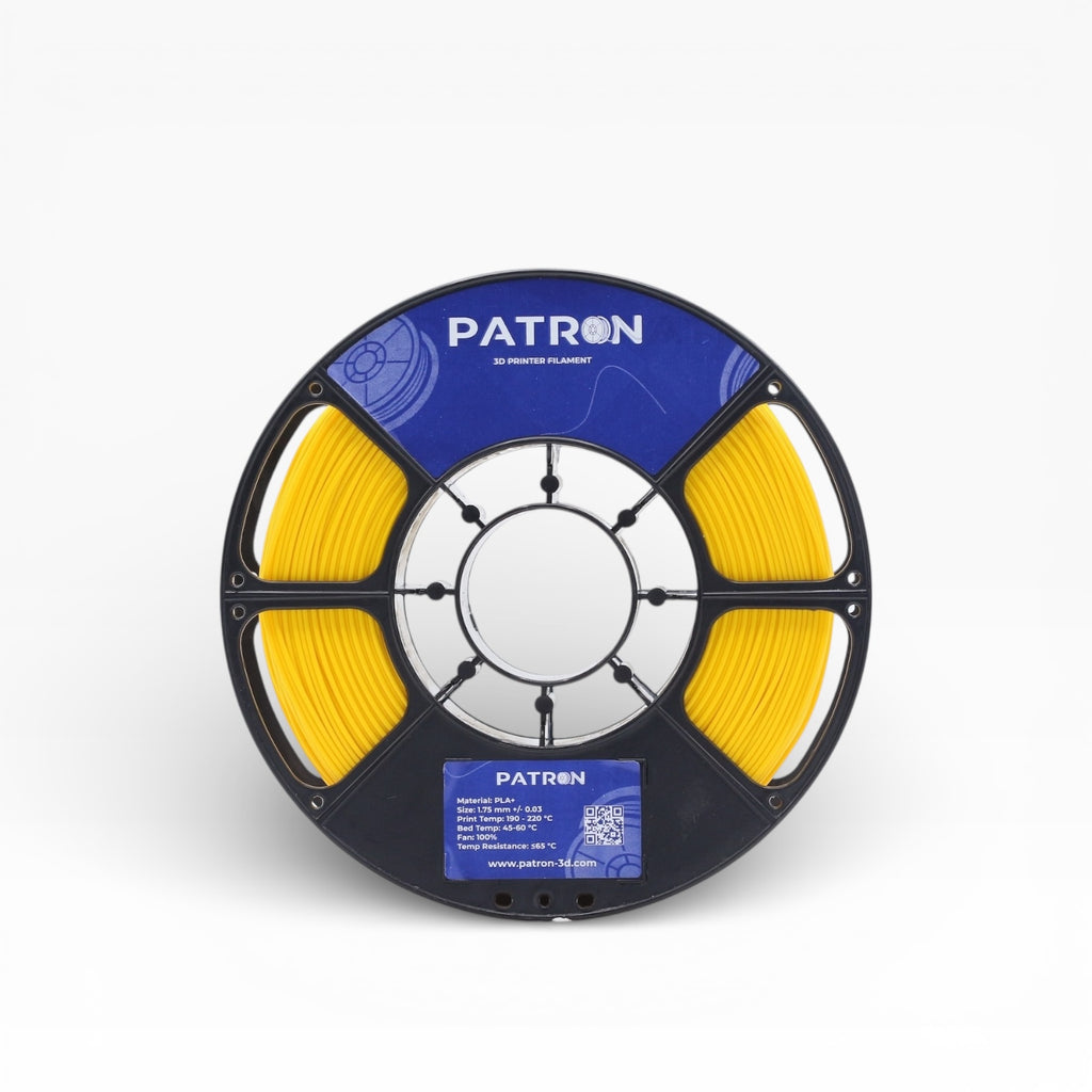 Mustard yellow PLA+ filament spool from My Store, showing the vibrant filament coil on a white background.