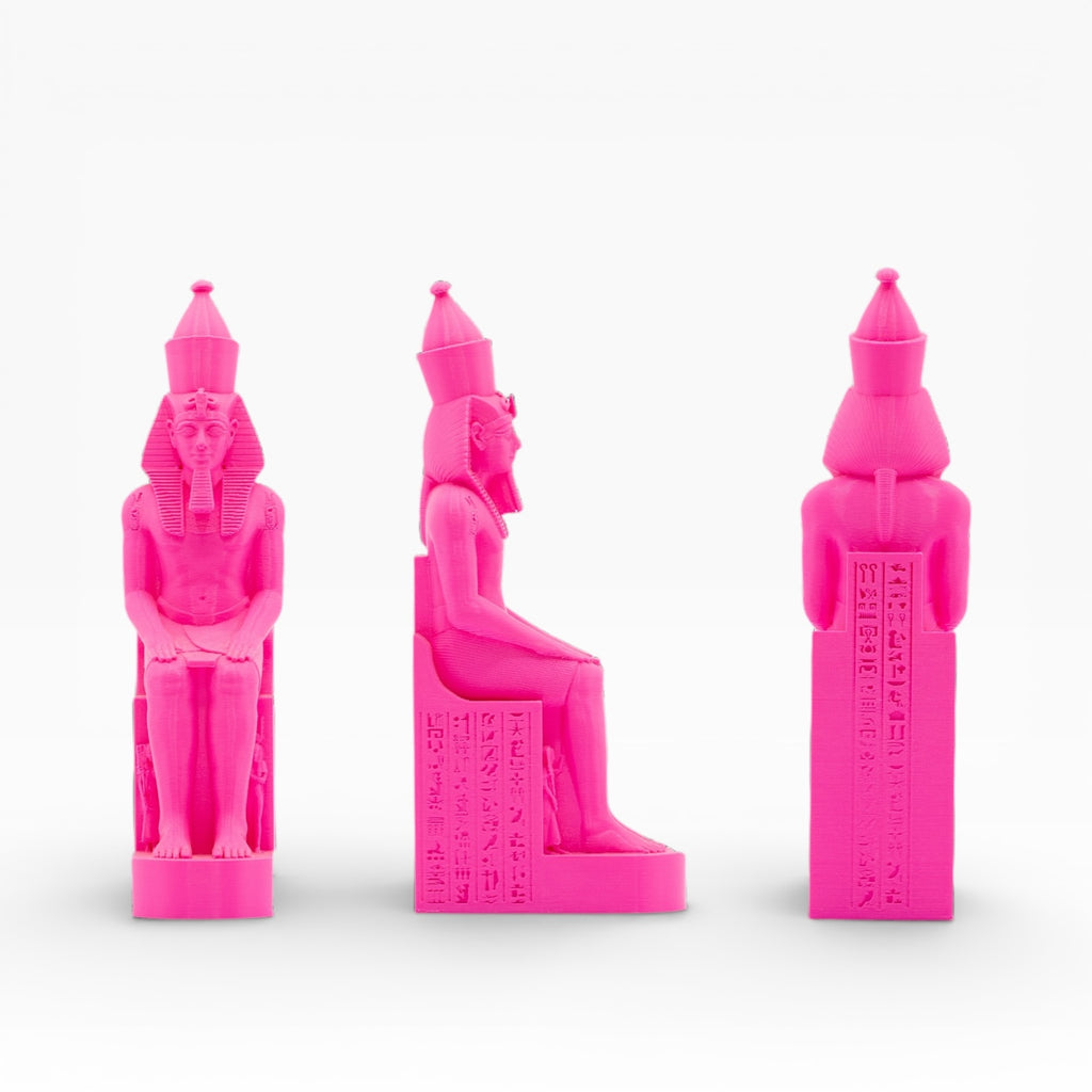 Neon pink PLA+ filament spool from My Store, showing bright pink filament wound around a reel for 3D printing.