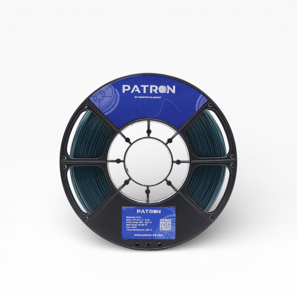 Green Oil PLA+ filament spool from My Store, showcasing vibrant green color and smooth filament texture for 3D printing.