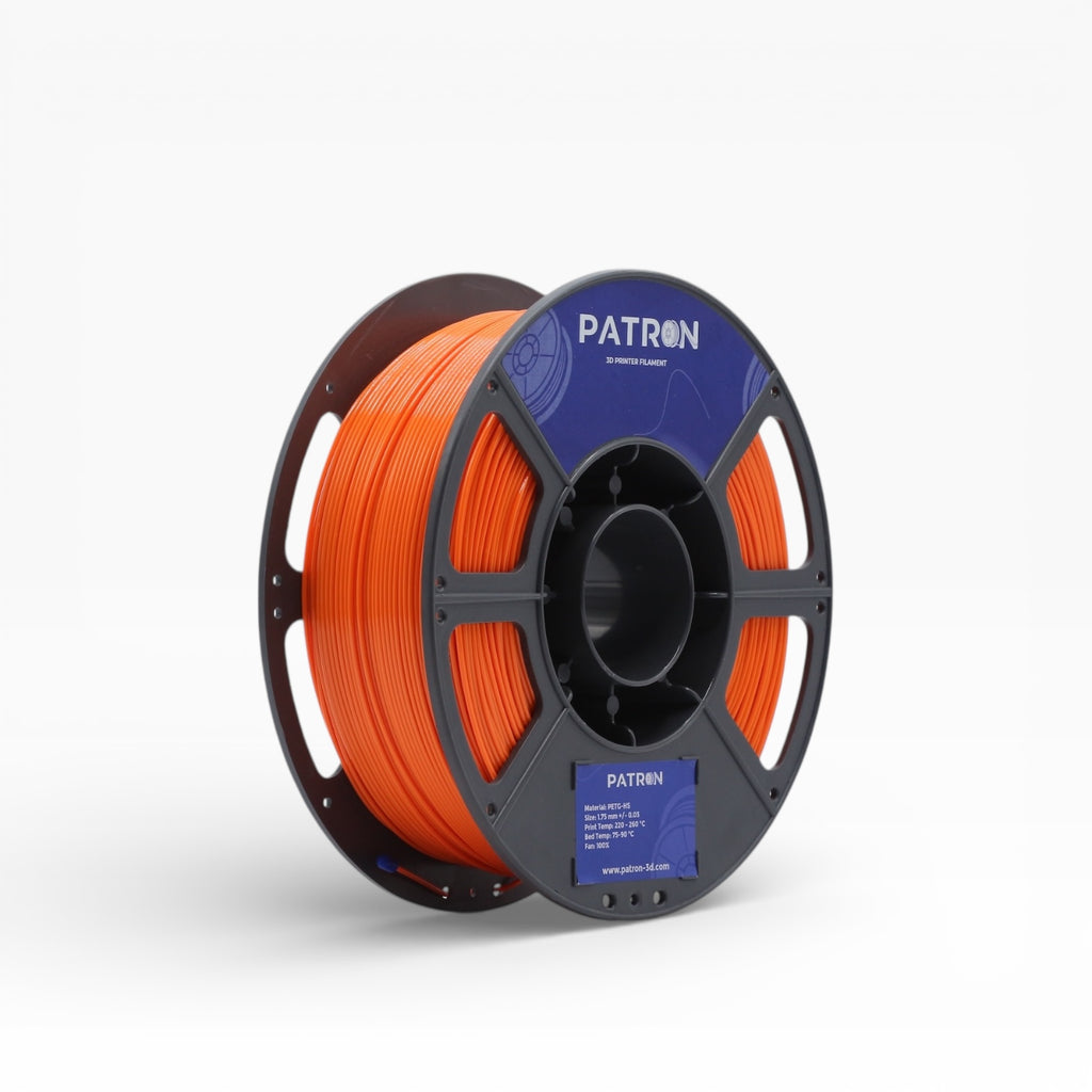 Orange PETG HS filament spool from My Store, showing the bright orange plastic filament ready for 3D printing.