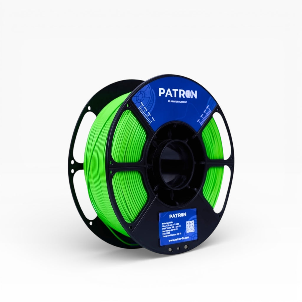 Green Peak PLA+ filament from My Store, showing a spool of eco-friendly 3D printing filament with vibrant green color.