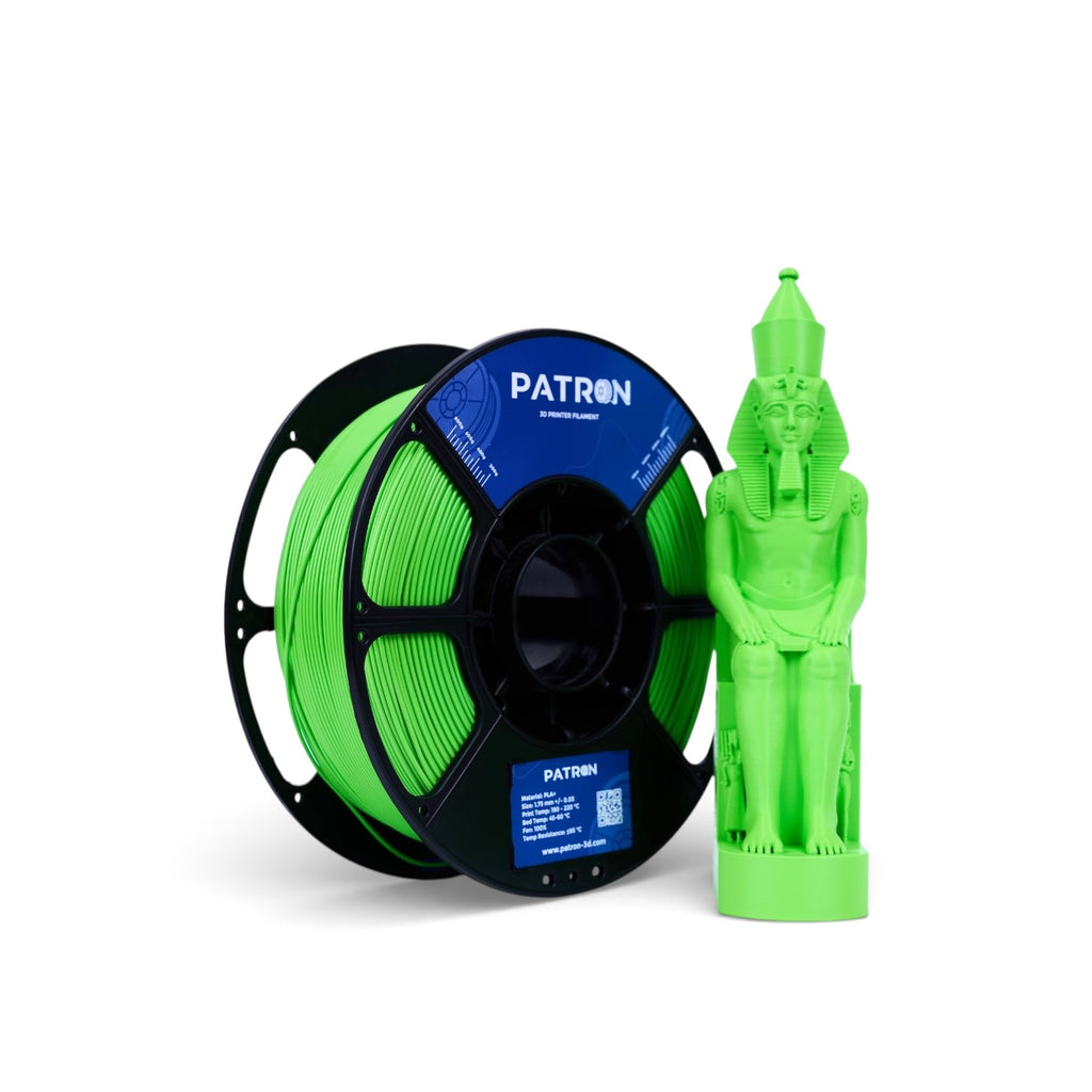 Green Peak PLA+ filament spool from My Store, showcasing the vibrant filament roll with detailed packaging.