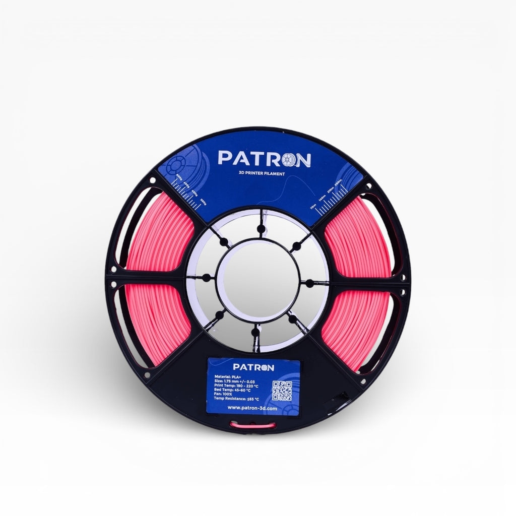 Pink PLA+ filament spool from My Store, showing the vibrant pink 3D printing filament coiled neatly.