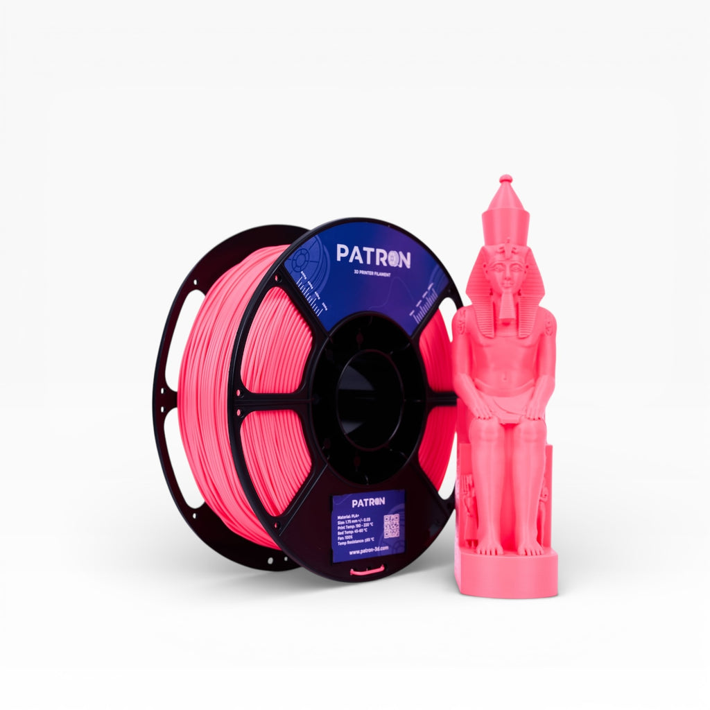 Pink PLA+ filament spool from My Store, showing vibrant pink 3D printing filament ready for use.