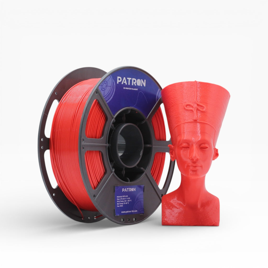 Red PETG HS filament spool from My Store, showcasing the vibrant red color and smooth texture of the 3D printing material.