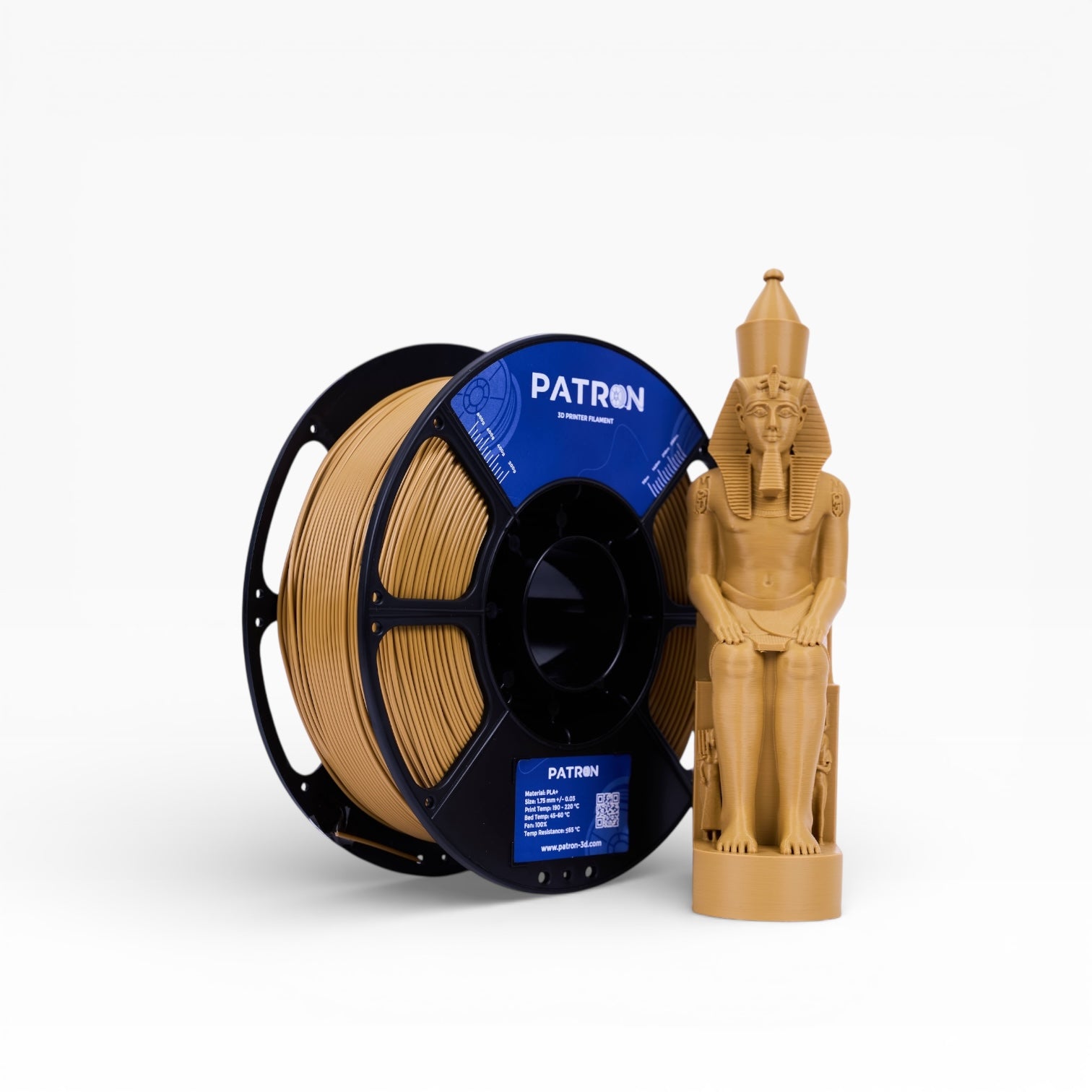 Sand brown PLA+ filament spool from My Store, showing the coiled filament on a spool for 3D printing.