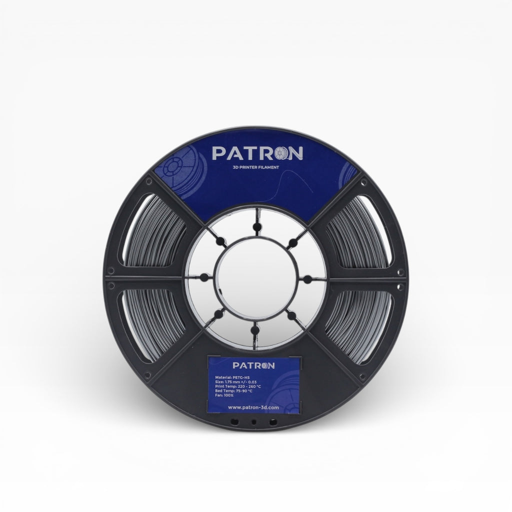 Silver PETG HS filament spool from My Store, showing the shiny silver plastic filament coiled neatly for 3D printing.