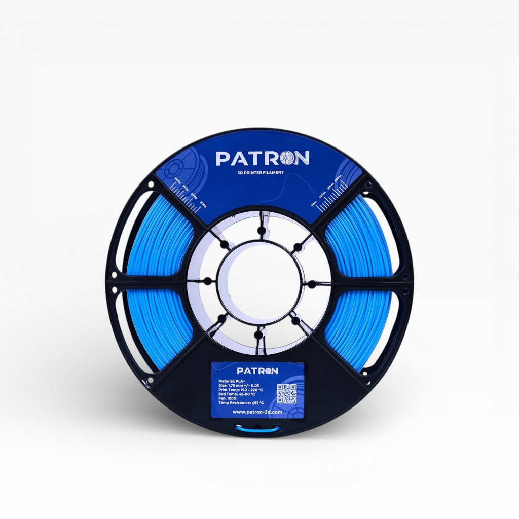 Sky blue PLA+ filament by My Store, showcasing a spool of vibrant, high-quality 3D printing filament in bright sky blue color.