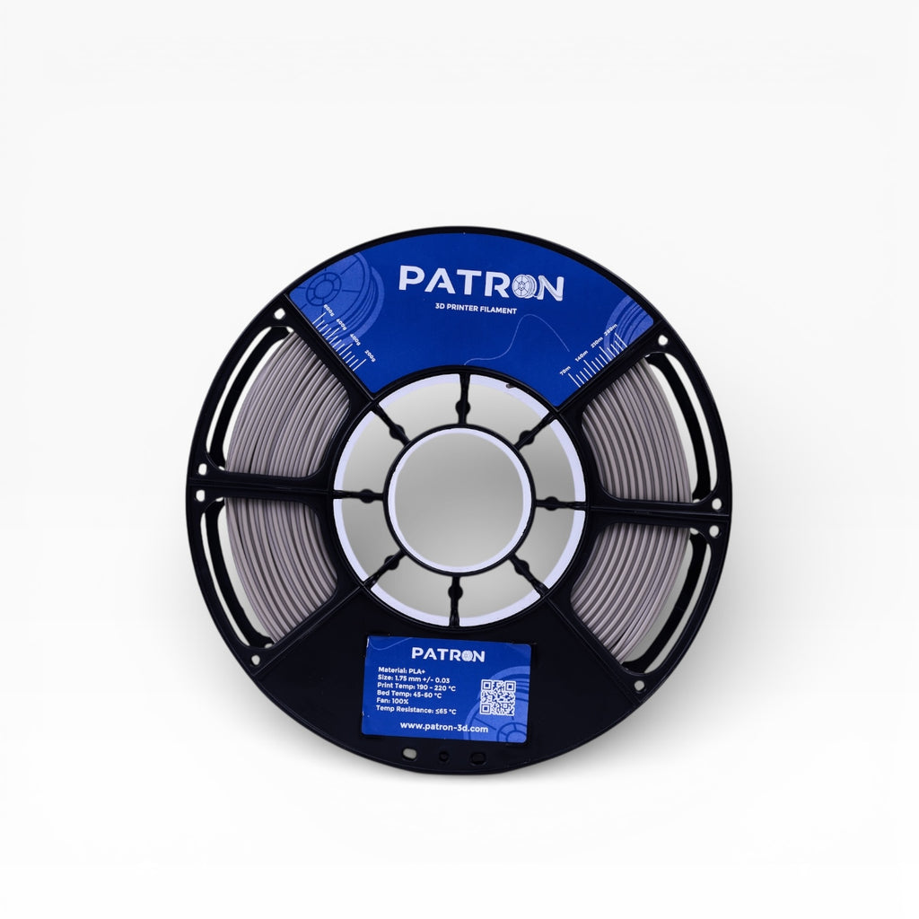 Space Grey PLA+ filament spool from My Store, showing the textured gray 3D printing filament on the spool.