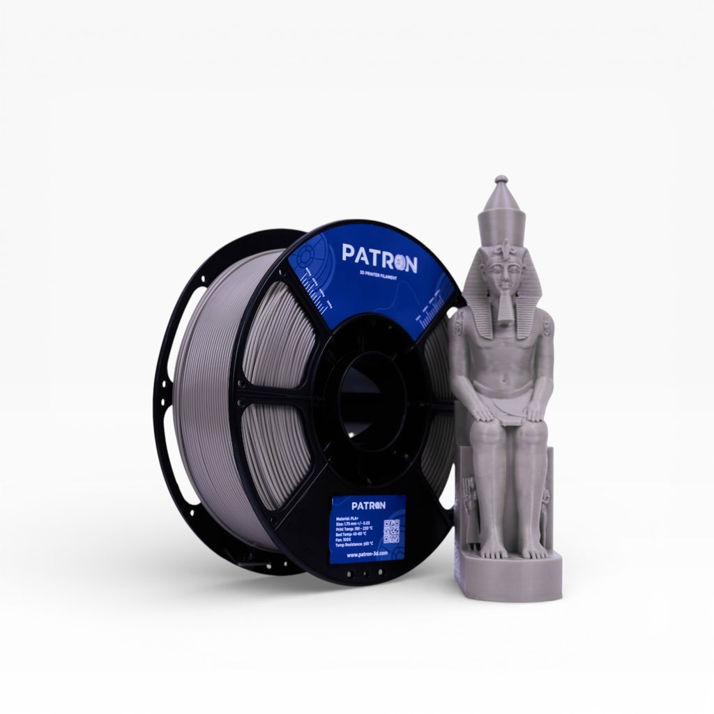 Space Grey PLA+ filament spool from My Store, showing the textured filament coil for 3D printing projects.