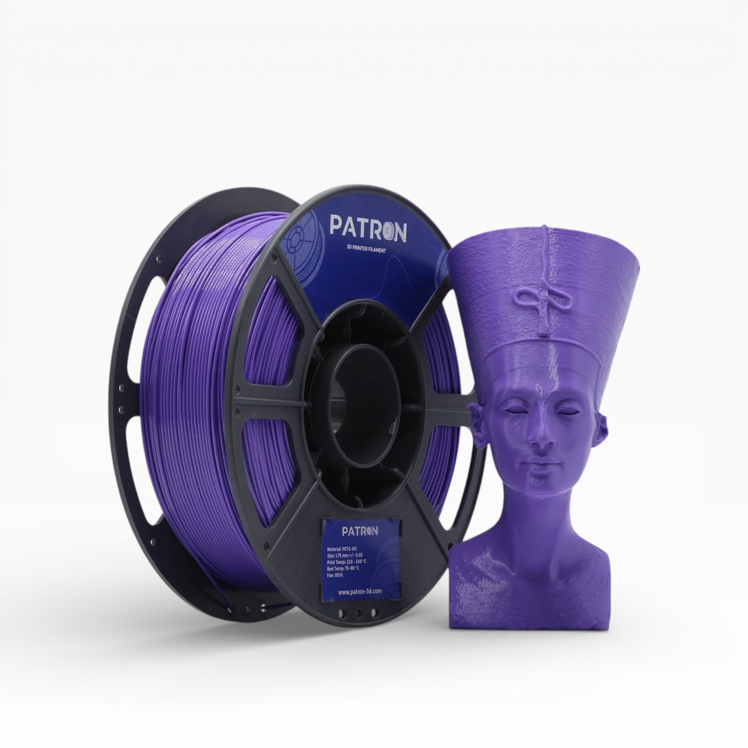 Violet PETG filament spool from My Store showing the colorful roll of 3D printing filament.