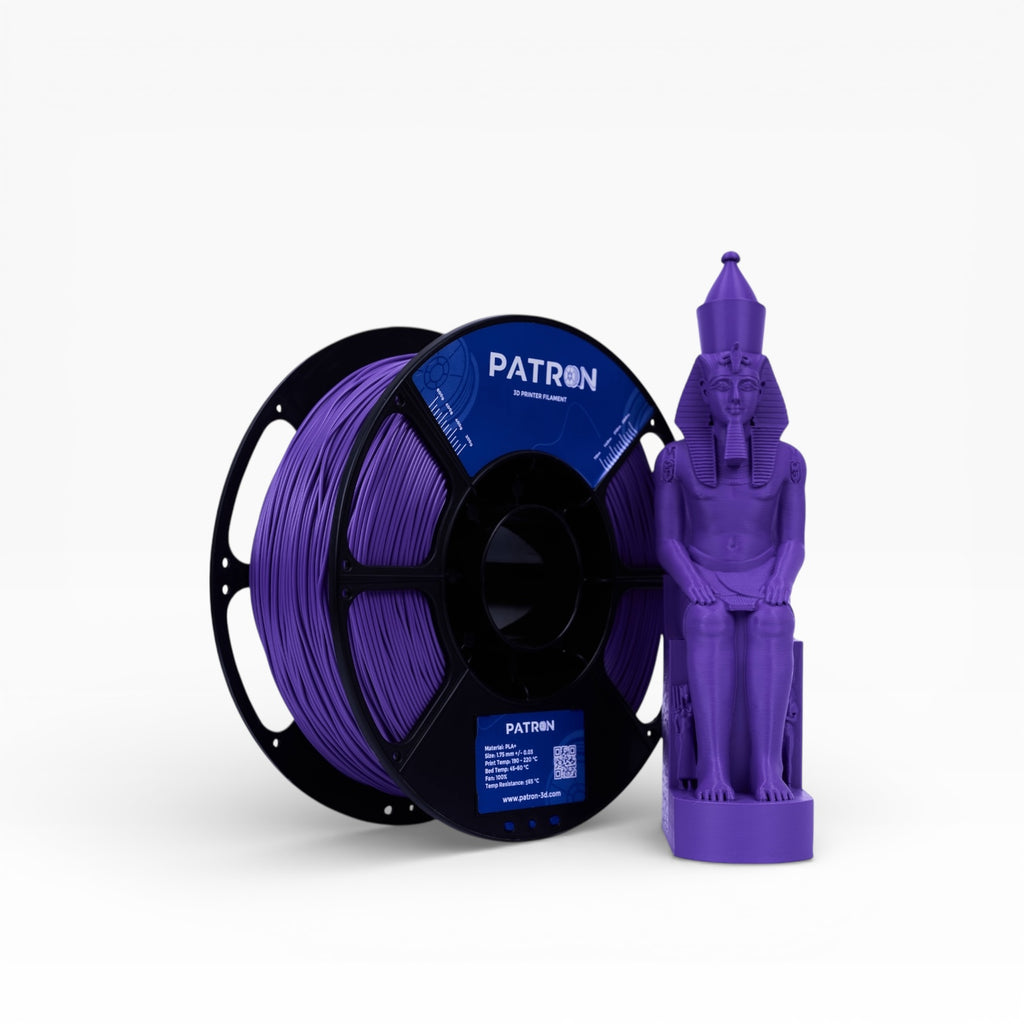 Violet PLA+ filament spool from My Store, showcasing vibrant purple 3D printing filament coiled neatly on the spool.