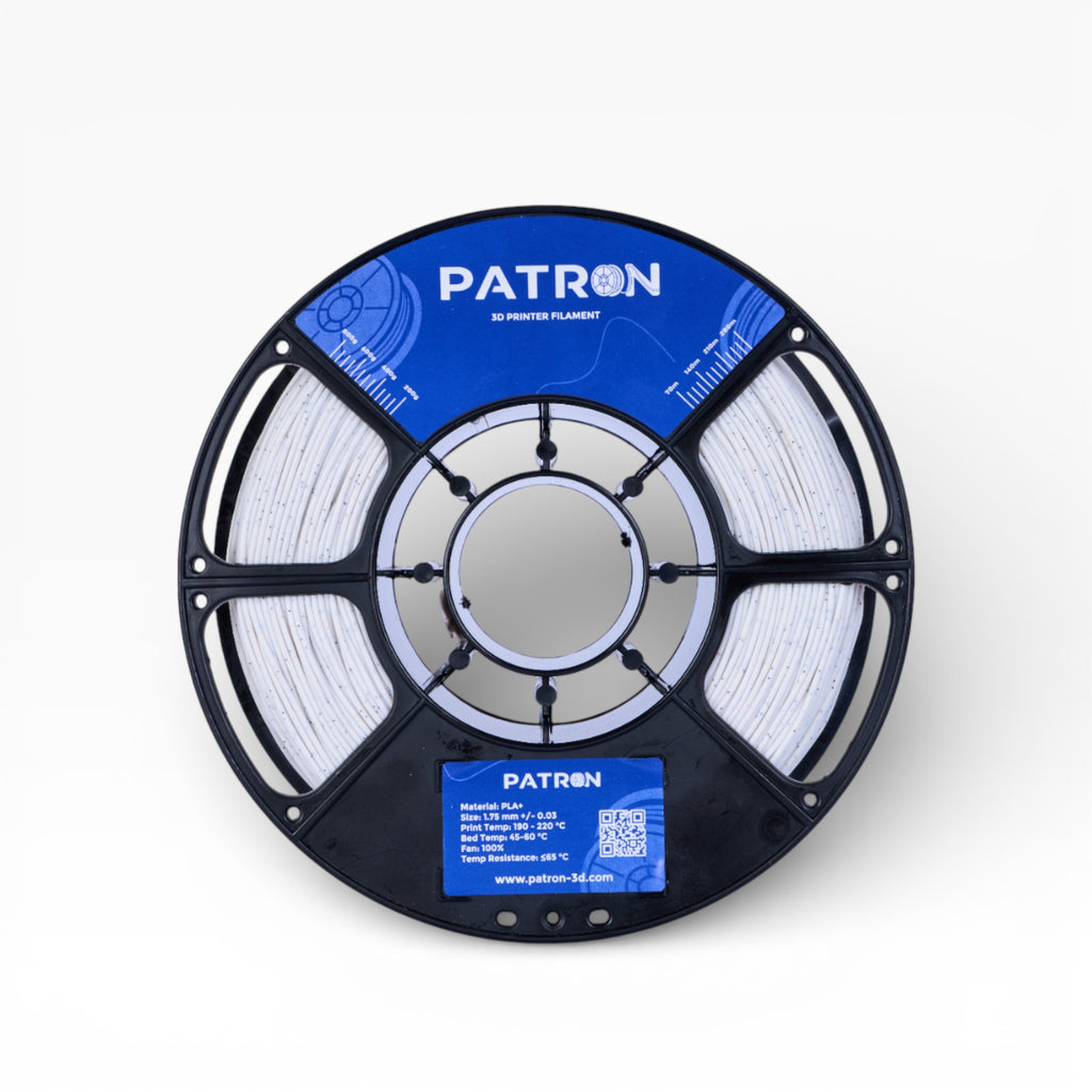 White Marble PLA filament spool from My Store, showcasing the smooth, marble-patterned 3D printing filament on a white background.