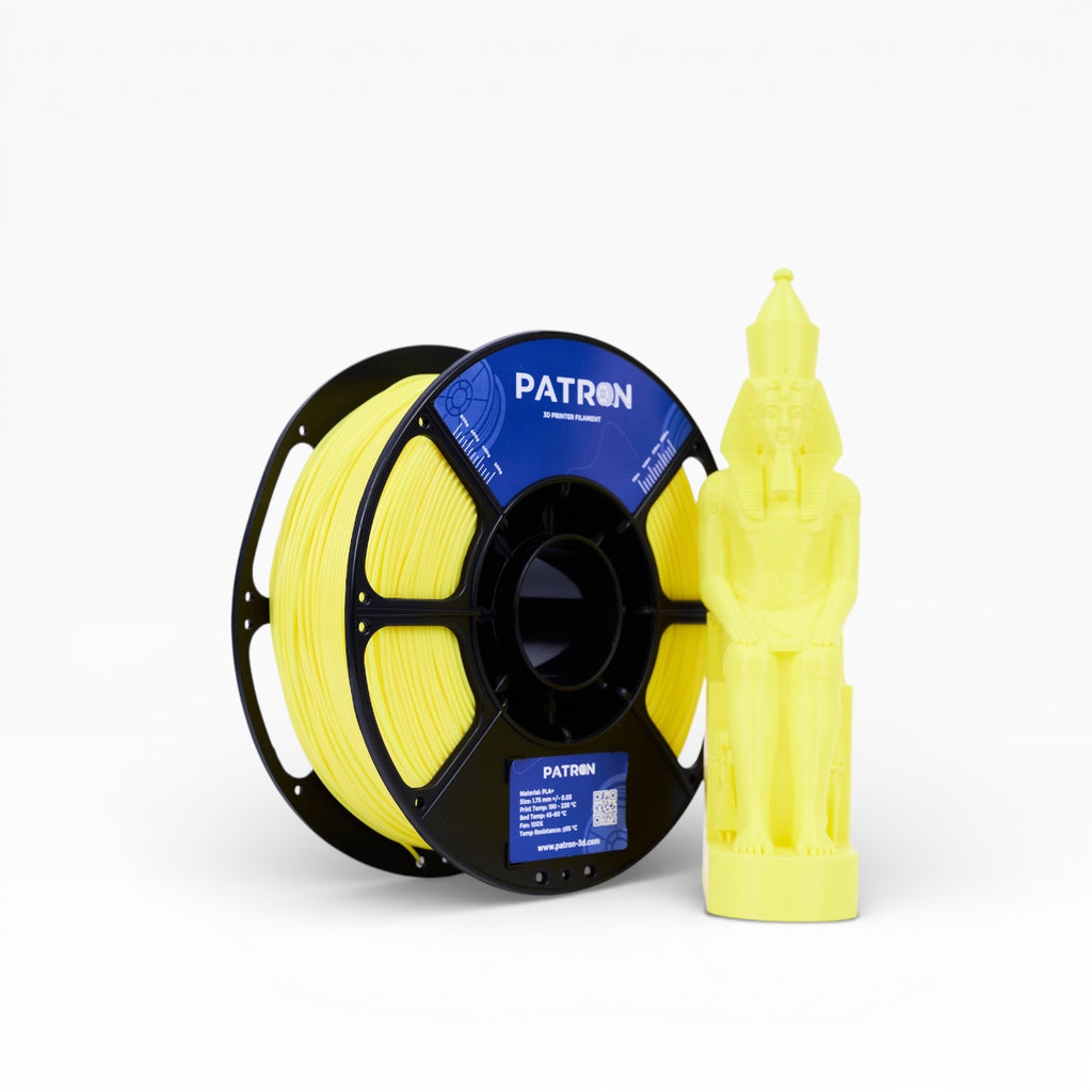 Yellow PLA+ filament spool by My Store, showing the vibrant filament wound on the spool for 3D printing.